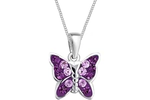 Goldene Hufeisen Kristall Schmetterling Anhänger mit Kette 925 Sterling-Silber Mädchen Kinder