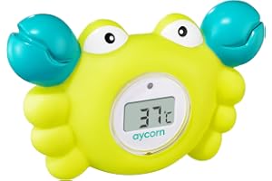 Aycorn Digital Baby Rum och Badtermometer, Snabba och Exakta Vattenavläsningar med LED Varningslarm Garanterar Ditt Barns Säkerhet, Söt Flytande Badleksak Gör Badtiden Perfekt för Spädbarn