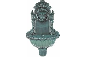 GardenKraft 13340 Lion Head Water Feature/Wall Mounted Water Fountain/Doubles As Bird Bath/Verdigris Metal Effect / 66cm x 40.5cm