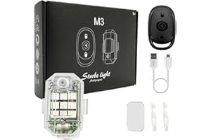 BSOMAM 1PCS Wireless LED Strobe Light,USB Rechargeable High Brightness Wireless Remote Control Anti-Collision Strobe Lights,Waterproof Car Emergency Strobe Warning Light for Motorcycle,Car,Bike,Drone