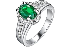 Uloveido Damenmode Jubiläum Ring Ehering Weißes Gold Überzogen Verlobungsring Geburtstag Ring für Girlswith Blau Grün Rot Lila Stein