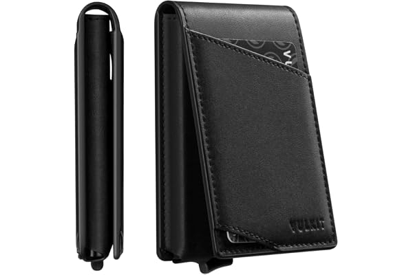 VULKIT Slim Plånbok för män Pop Up-korthållare Minimalistisk Bifold-plånbok RFID-blockerande magnetisk stängning Rymmer 12 ko