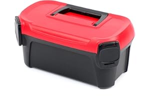 KISTENBERG Cassetta degli attrezzi SMART Cassetta degli attrezzi con portautensili integrati, in plastica ABS (328 x 178 x 160 mm, nero-rosso)