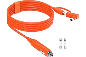 VAKLER 2M 12V-24V Car Charger, DC7909/8020 Cigarette Lighter Charger 14AWG DC 8mm Extension Cable Portable Power Station Car Charging Cable for Jackery Explorer 1000 V2/500/300/240 BLUETTI EB3A/EB70/EB70S