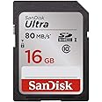 SanDisk Ultra SDHC Memory Card Up to 80 MB/s, Class 10, 16 GB, Black/Grey