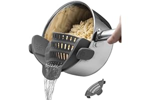 KATLKIU Colino in Silicone con Clip – Filtro Universale per Pentola – Per Pasta, Verdure, Riso – Resistente al Calore, Sicuro, Facile da Pulire