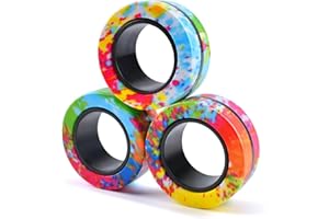ASIOWELY Anneaux Magnétiques TDAH Jouets Fidget Toys Adultes,3 PCS Cool Fidget Aimant Ring pour Anti Stress Spinner Anneau de Doigt pour Enfants Adolescents Cadeaux pour 3-6-8 + Année Vieux Garçons