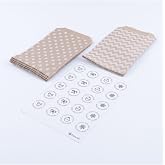 Bimotif 20 adet puantiye ve zikzak desenli kese kağıdı (11x20 cm) ve yılbaşı stickerdan oluşan set