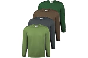 ALPIDEX Koszulka Męska z Długim Rękawem Zestaw 4 Basic Bawełna Elastyczna Podkoszulek Okrągły Dekolt