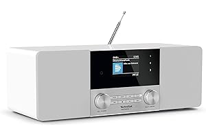 TechniSat DIGITRADIO 4 C - Stereo Digital-Radio (DAB+, UKW, Farbdisplay, Bluetooth-Audiostreaming, Kopfhöreranschluss, AUX-Eingang, Radiowecker, OLED Display, 20 Watt RMS, Elac Lautsprecher) weiß
