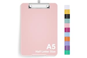 Hnogri Podkładka A5 z miejscem do przechowywania, 15 x 20 cm, składana, z tworzywa sztucznego, artykuły biurowe, przybory szkolne, menu, do pracy, z klipsem