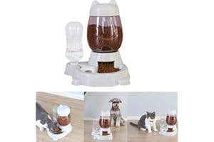 AZULLANSE 2 in 1 Dispenser per cibo e acqua per cani e gatti, distributore di acqua Erogatore automatico e abbeveratoio Ciotola da 2,2 l Acqua per animali domestici con bottiglia 528 ml