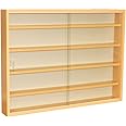 WATSONS REVEAL - 4 Shelf Glass Wall Collectors Small Display Cabinet with Sliding Tempered Glass Doors- Beech - Ideal as a Trophy Shelf, model car Case or Lego Display Case