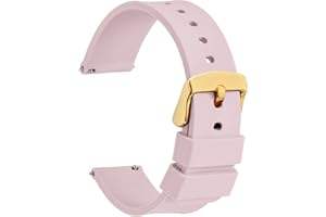 WOCCI Cinturino Silicone con Fibbia Oro Rosa, Sgancio Rapido, Cinturini per Orologio 14mm 16mm 18mm 20mm 22mm