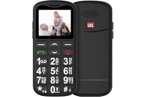 USHINING GSM Téléphone Portable Senior Débloqué avec Grandes Touches Volume Élevé Écran de 1,77 Pouces Bouton SOS Lampe Torche Dual SIM Réveil Radio FM Batterie 800 mAh, Bleu (Station de Charge non Incluse)