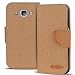 Produktbild Samsung Galaxy S3 Neo, S3 Tasche Textil Bookstyle Braun, PU LEDER Hülle Stoff Style Braun, Handyhülle Galaxy S3 Neo, S3 Flip Case Wallet, Booklet Cover Brieftasche Etui Schutzhülle mit Kartenfächer, Samsung Galaxy S3 Neo, S3 (4,8 Zoll (12,2 cm)