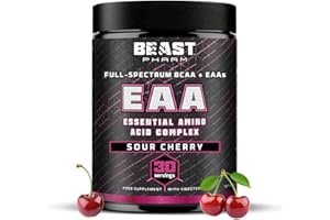 Beast Pharm EAA Amino Acids, 30 Servings Enhanced BCAA Powder | Sour Cherry
