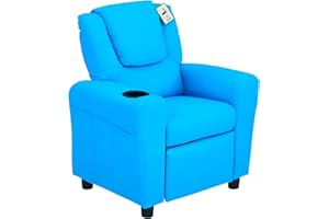 ‎HOMCOM HOMCOM Kindersofa Kindersessel mit Fußstütze Armlehne Getränkehaltern verstellbare Rückenlehne Liegecouch Kindercouch Relaxsessel Kinder Sofa für 3-6 Jahre Jungen Mädchen Blau