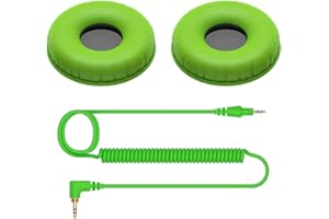 Pioneer DJ HC-CP08-G nauszniki i kabel spiralny do Pioneer DJ HDJ-CUE1 słuchawki (zielone)