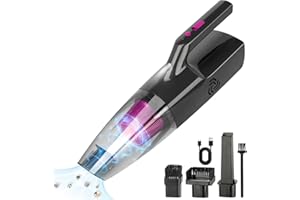 Sendowtek Aspirateur à Main sans Fil 9000Pa, Aspirateur Voiture Puissant avec Filtre HEPA Lavable et LED, Aspirateur de Table Sec et Humide pour Table Maison Voiture