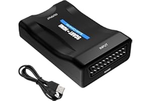QNENEAM Scart vers HDMI Convertisseur, Péritel vers HDMI Adaptateur, Scart Converter Audio Vidéo HD 720p/1080p pour HDTV STB VHS Xbox PS3 Sky Blu-Ray DVD Wii TV VCR, Compatible PAL NTSC Plug and Play