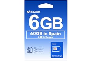 GIFFGISS Europe Prepaid SIM Card - 6GB Data for 28 Days in UK and Europe, 60GB and 200 Minutes Calls in Spain, Europe SIM Card for iPhone and Android, Supported Hotspot, Standard/Micro/Nano