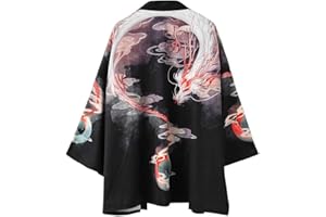 YM YOUMU Femme Japonais Floral Kimono Cardigan Manteau d'été Ample Yukata Casual Tops