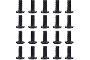 WANGENPING 20 sztuk śrub M5 x 16 mm, śruby z łbem płaskim ze stali nierdzewnej, z pełnym gwintem M5, śruba z łbem soczewkowym z kołnierzem i łbem sześciokątnym (czarne)