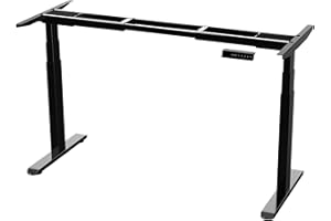 AIMEZO Scrivania Regolabile in Altezza Scrivania Elettrica, Telaio da Tavolo con Motori può sopportare 120 kg, Memoria 4 Tastiere Posizioni, Larghezza Regolabile, Nero