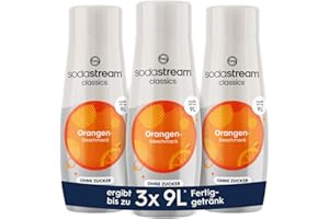 ‎SODASTREAM SodaStream Sirup 3x Orange ohne Zucker, 1x Flasche ergibt 9 Liter Fertiggetränk, Sekundenschnell zubereitet und immer frisch, 3x 440 ml