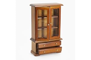 Odoria Casa delle Bambole Vetrina Miniatura: 1/12 Scala Armadietto Libreria Marrone per Ufficio Soggiorno Salotto Vintage Vittoriano - Mini Armadio Cucina Sala da Pranzo Antico Mobile Legno