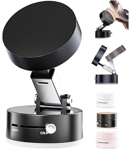 Supports Téléphone Ventouse Silicone - Lot De 2, Forme Cœur, Double Face Collante, Noir Et Rose
