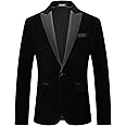 Mens Velvet Blazer Slim Fit Suit Jacket for Men Peaked Lapel One Button Tuxedo Blazer Wedding Prom Dinner