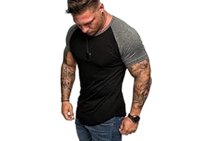 WAZZAP T-Shirt Musculation Homme Manches Courtes Raglan Gym Fitness Sport Bodybuilding Top