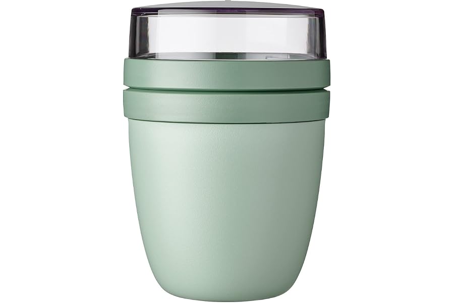 Mepal Müslibecher to go, praktischer Joghurtbecher to go - Unterteilung für Joghurt & Müsli - Geeignet für Gefrierschrank, Mikrowelle & Spülmaschine - 500 ml + 200 ml - Nordic Sage