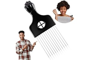 Boorika Metal Afro Comb – Smooth & Sturdy Metal Hair Pick for Detangling and Styling – Afro Pick for Curly Hair – For Home & Salon (Metal Afro Comb)
