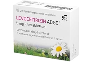LEVOCETIRIZIN-ADGC® 5mg - 20 Stück - Allergie-Tablette mit vergleichbaren Ergebnissen wie Cetirizin bei halber Dosierung - zur Therapie von Allergiebeschwerden wie Heuschnupfen und Nesselsucht