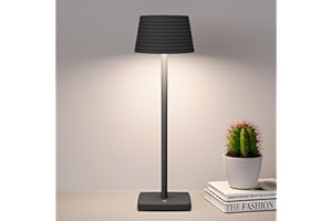 HYMZP Lampada da Tavolo Senza Fili Ricaricabile da Comodino o Scrivania con Presa USB, Lampada da Tavolo in Metallo, Dimmer Touch Cordless Lampada per Camera, Ristoranti, Ufficio, Bar