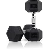 RUSTER Hex Dumbbells Set of 2, 1 kg - 25 kg, Strong Rubber, Secure Grip