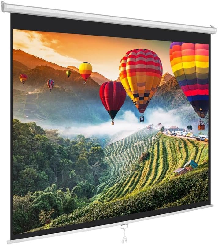 MOIZ Universal Wall Autolock Pull Down Projector Screen, 6 Ft. - Width x 4 Ft. - Height, 84 Inch Diagonal, 4:3 Picture Format, Supports Full HD 1080P, UHD-3D-4K Technology(White) 1#