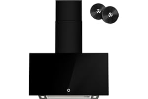 FIREGAS 60cm Wall-Mounted Cooker Hood - 400m³/h Airflow, Touch Control, Energy Saving Brushless Motor, 3 Speed Settings, Tempered Glass, Extractor Fan, Black