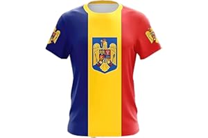 YuanDiann European Football Cup 2024 T Shirt Sport Casual Romania National Flag Print Men Women Short Sleeve Crew Neck Quick Drying Breathable Fan Shirt