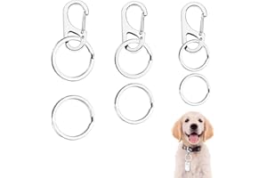 DOMICUBES 6PCS Dog Tag Clips, Replaceable Pet Tag Quick Clips Easy Change Pet ID Tag Holder Personalized Dog Collar Key Ring Clips with Rings for Dog Cat Collar Harness Keychains Jewelry Making Craft in 3 Sizes