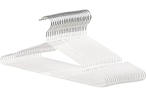 COM-FORT HOUSE | Percha Metal | Color Blanca | Antideslizantes y Resistentes | Perchas para Ropa | Ideal para Chaquetas, Pantalones o Blusas | 48 Unidades