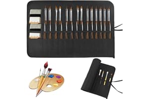 Skytowards Porta Pennelli da Pittura in Tela Arrotolabile - Borsa Con 30 Scomparti per Pennelli a Olio e da Artista (Nero)