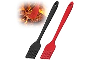 Euqvunn 2Pcs Pinceau Cuisine, BPA-Free Pinceau Cuisine Silicone, Antiadhésif Pinceau Pâtisserie, Résistant à la Chaleur Pinceau Alimentaire Pâtisserie, Barbecue, Cuisine & Grillade, Pinceau de Cuisine