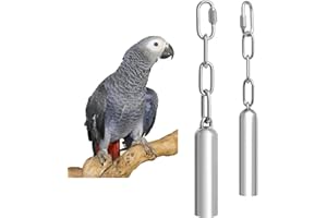 Gloryit Campana de Acero Inoxidable para Pájaros, 2 pcs Campana para Loros, Juguete Campana Colgante Loro, Juguetes Campana Acero Inoxidable, Juguetes para pájaros, Loros Grandes, guacamayos africanos