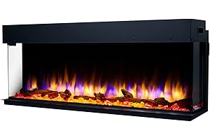ENDEAVOUR FIRES AND FIREPLACES Endeavour Fires 48''/1230mm Rosedale 3D Media Wall Inset Electric Fireplace with Multi Flame Colours Log & Crystal Set, 7day Programmable Remote Control 1&2kW