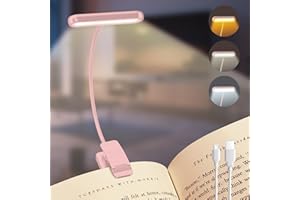 iFalarila Luce da Lettura Ricaricabile con Cavo Tipo-C, 12 LED Lampada da Lettura con Clip [3 Colore e 10 Luminosità] Lampade da libro Letto Clip Flessibile a Collo d'oca Piccola per Bambini