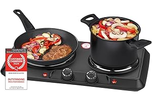 TZS First Austria Piano cottura doppio 2500 W | Piani cottura in ghisa 180/150 mm | Controllo manuale | Alloggiamento in metallo | mobile per campeggio e viaggio